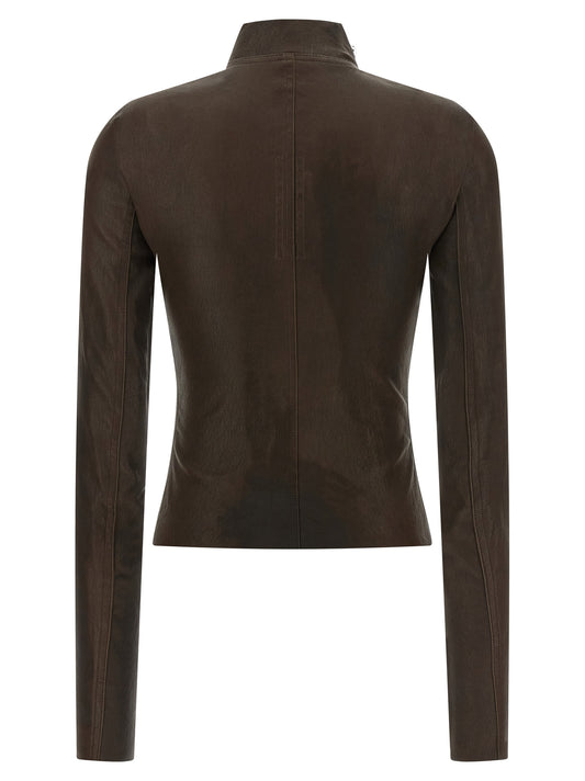 Rick Owens Brown Lamb Leather Leather Jacket