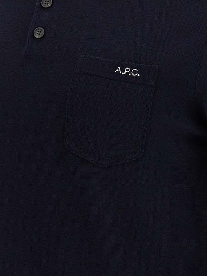 A.P.C. Blue Virgin Wool Polo Shirt