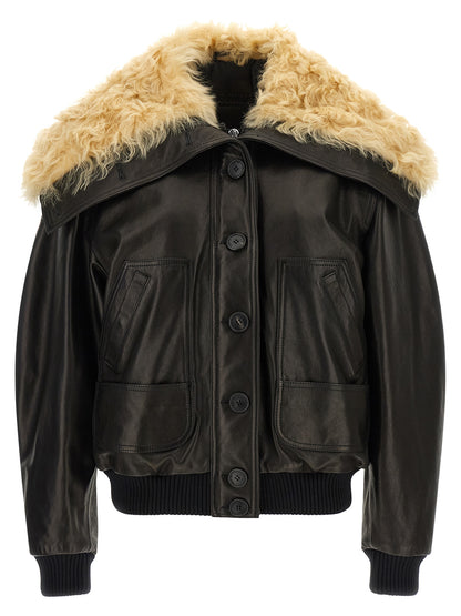 The Attico Black Lamb Leather Leather Jacket