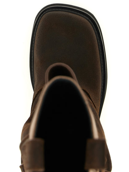 The Attico Brown Calf Leather Bos Taurus Over The Knee