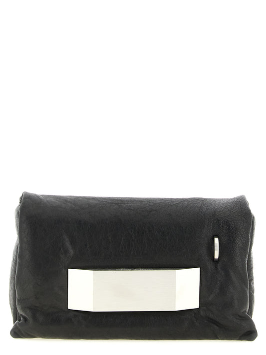 Rick Owens Black Lamb Leather Clutch Bag