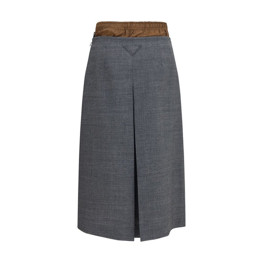 Prada Gray Wool Oves Aries Midi Skirt