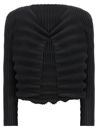 Issey Miyake Black Polyester Cardigan