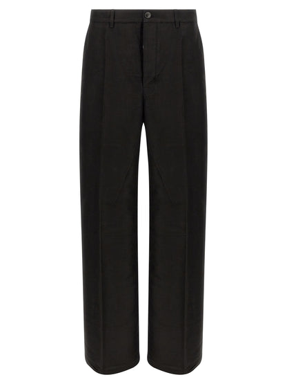 Rick Owens Black Ramie Casual Pants