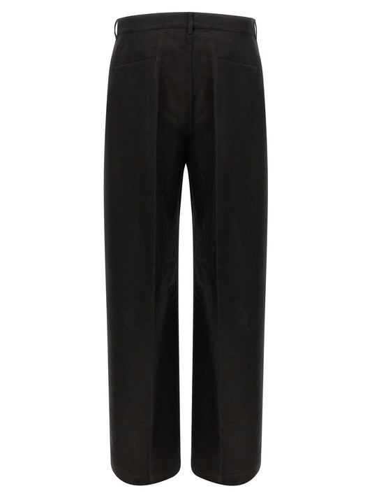 Rick Owens Black Ramie Casual Pants