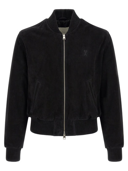Ami Paris Black Goatskin Bomber