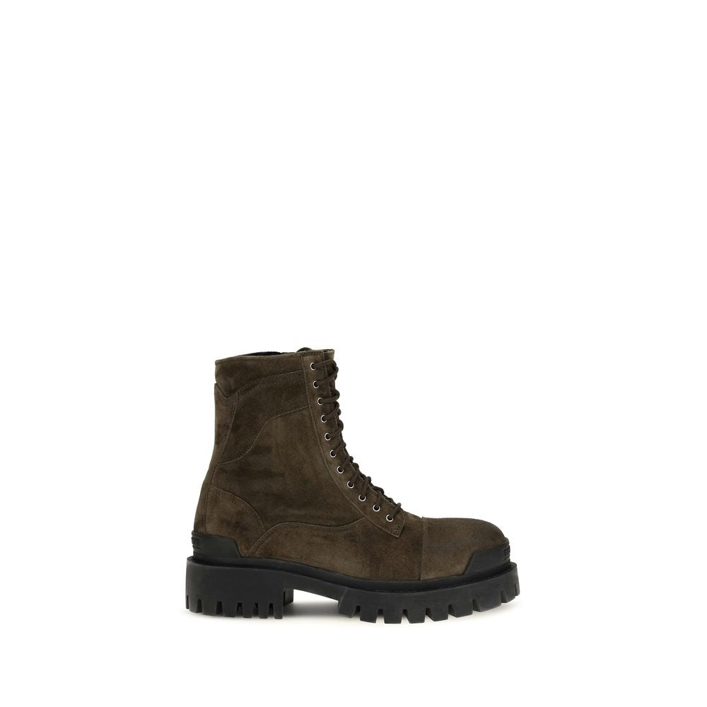 Balenciaga Bicolor Calf Leather Bos Taurus Lace-Up Boots
