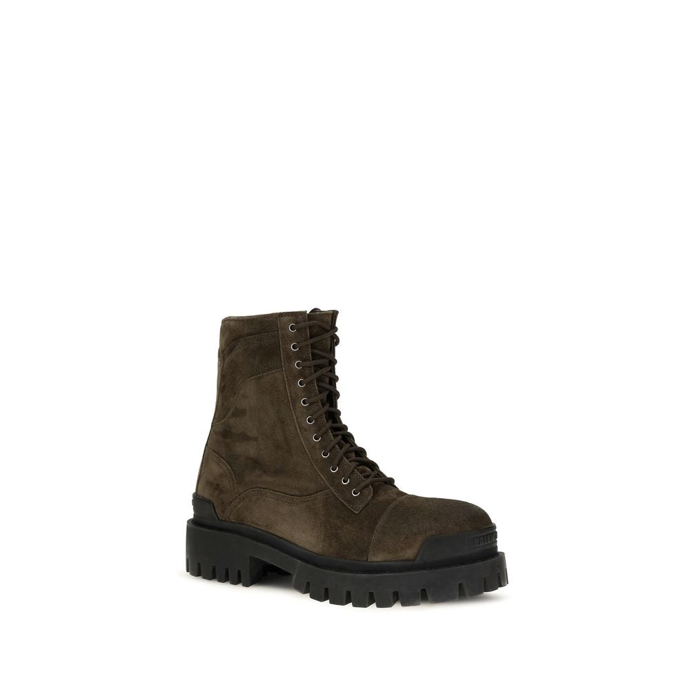 Balenciaga Bicolor Calf Leather Bos Taurus Lace-Up Boots