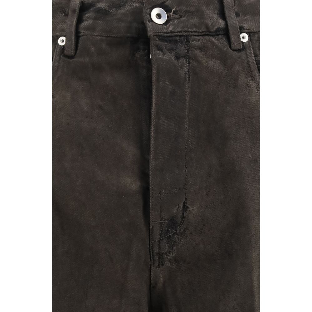 Rick Owens Bicolor Cotton Flared Jeans