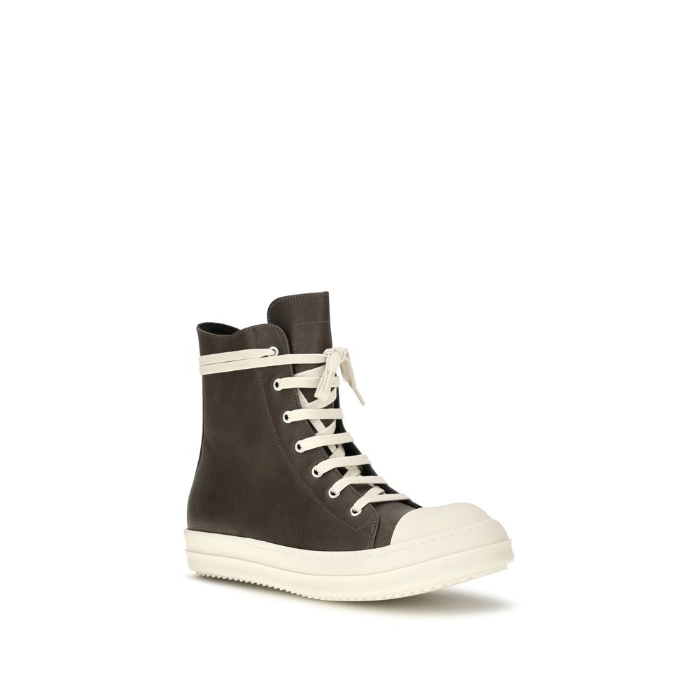 Rick Owens Brown Calf Leather Bos Taurus High Top Sneakers