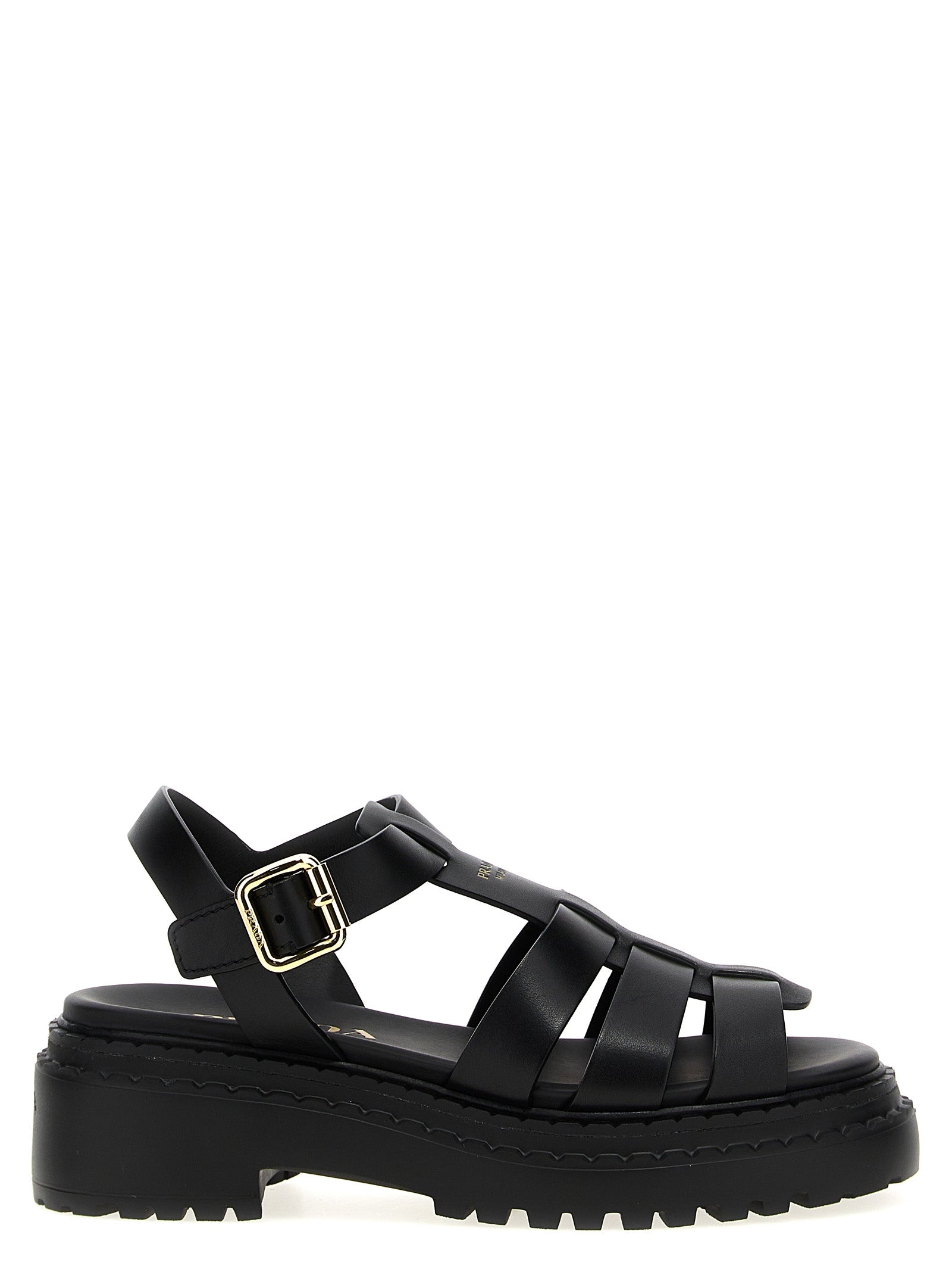 Prada Black Calfskin Flat Sandals