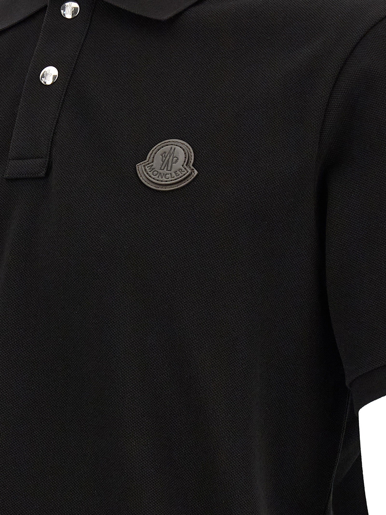 Moncler Black Leather Polo Shirt