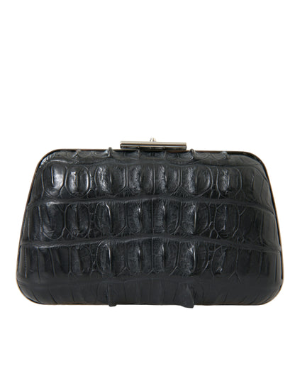 Balenciaga Black Exotic Skin Leather Shoulder Crossbody Box Clutch Bag