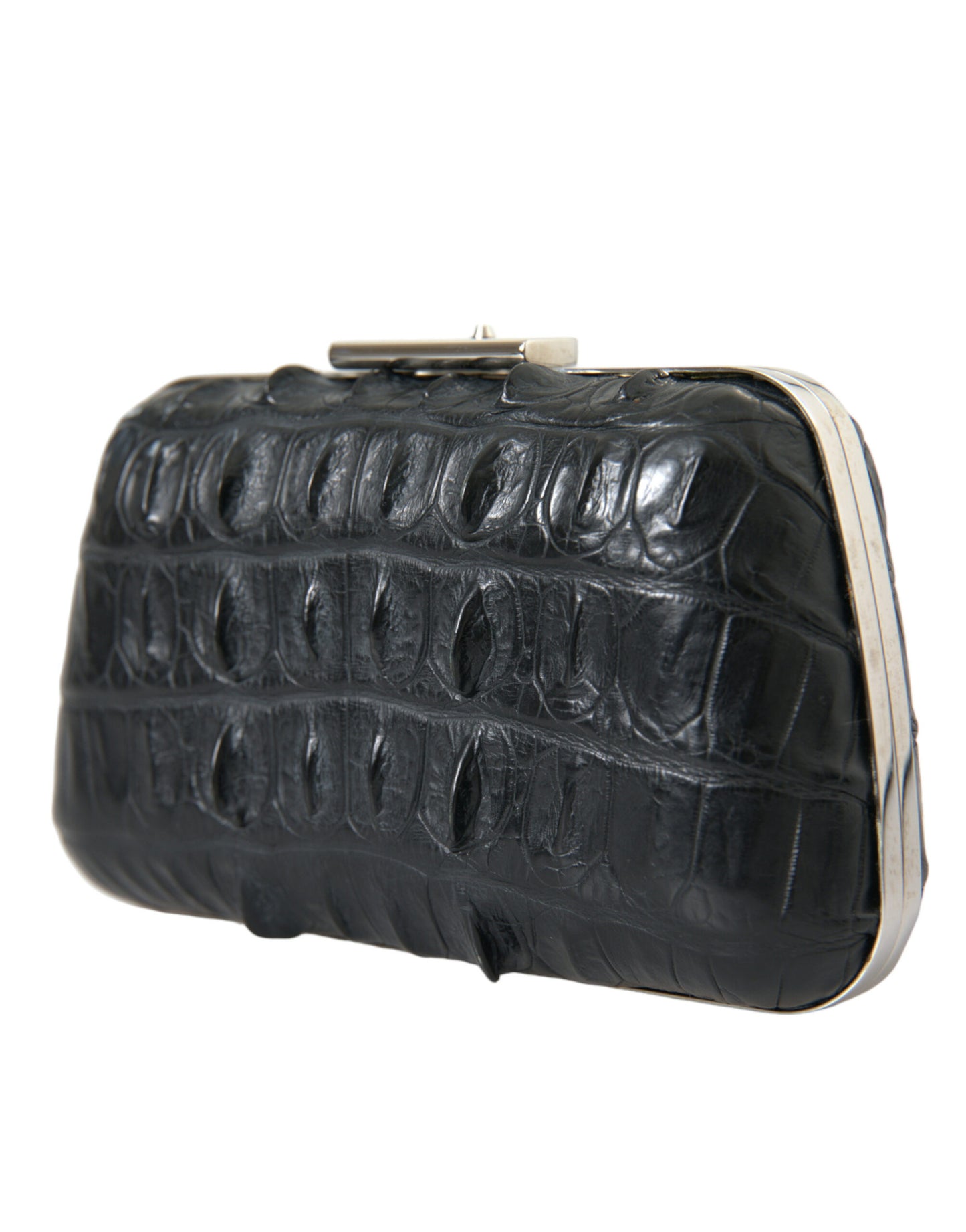 Balenciaga Black Exotic Skin Leather Shoulder Crossbody Box Clutch Bag