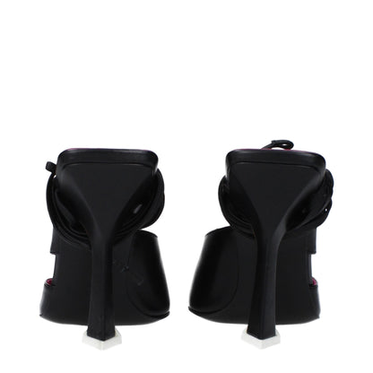 The Attico Black Leather Stiletto Heel Sandals