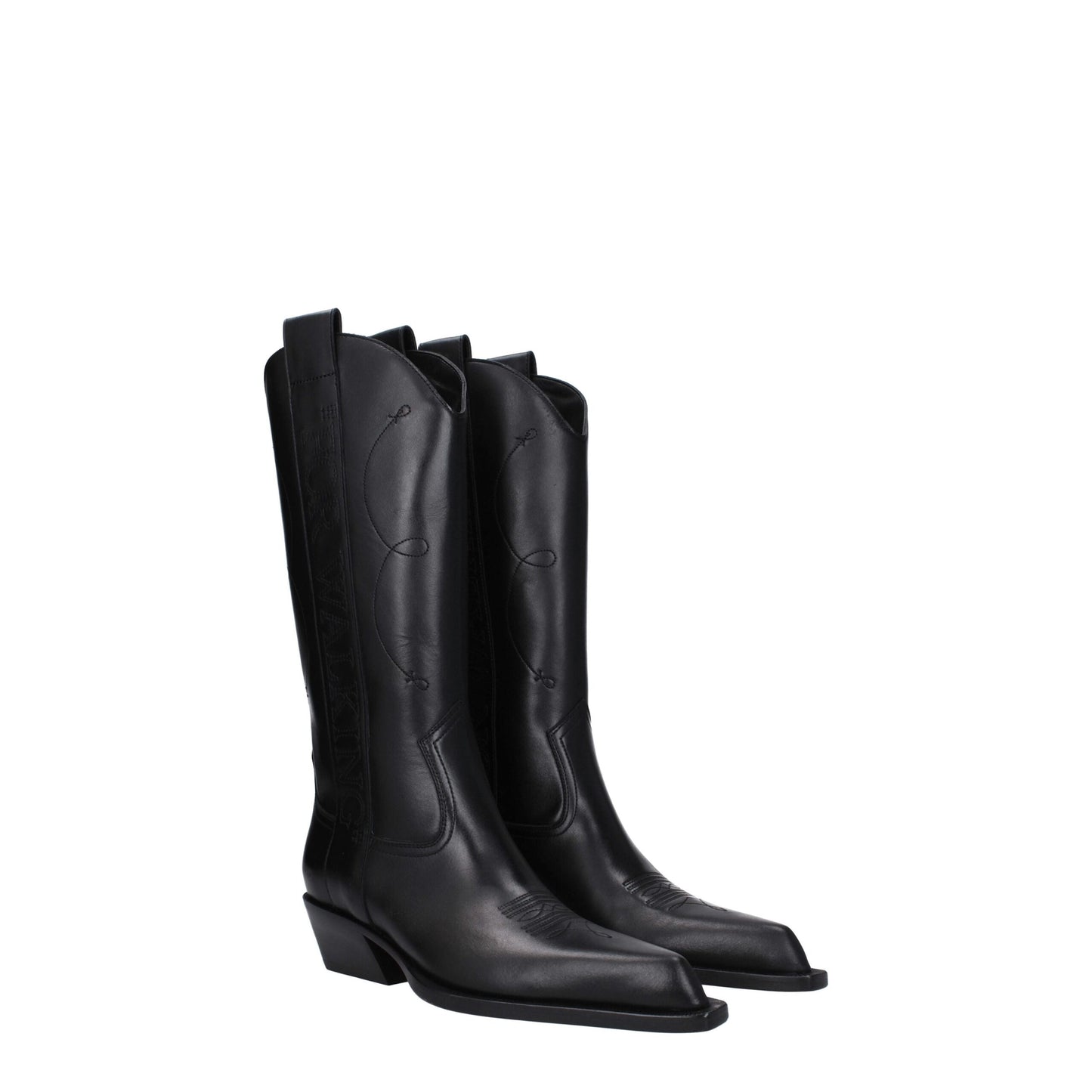 Off-White Black Leather High Heel Boots