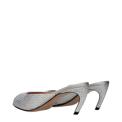 The Attico Gray Satin Stiletto Heel Sandals