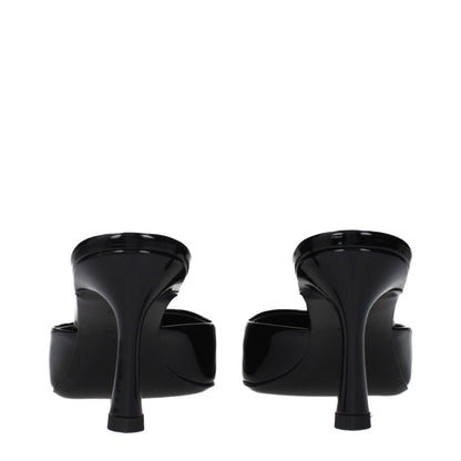 The Attico Black Leather Flat Sandals