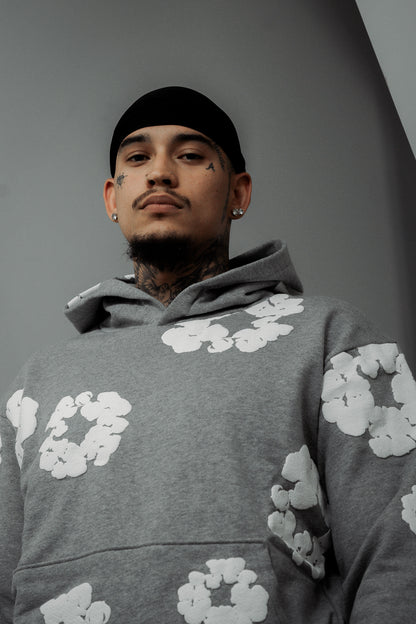 HOODIE GRIS DENIM TEARS WREATH EN COTON