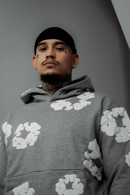 HOODIE GRIS DENIM TEARS WREATH EN COTON