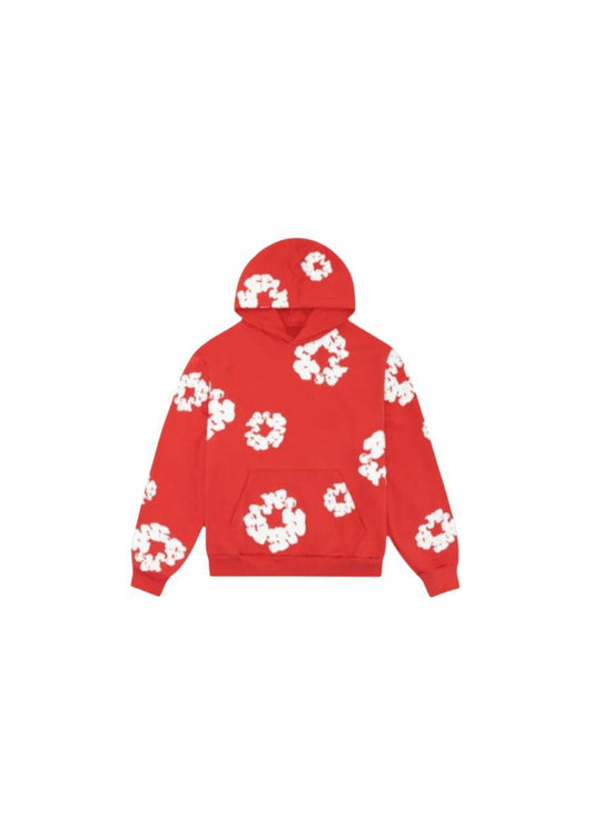 HOODIE ROUGE DENIM TEARS WREATH EN COTON